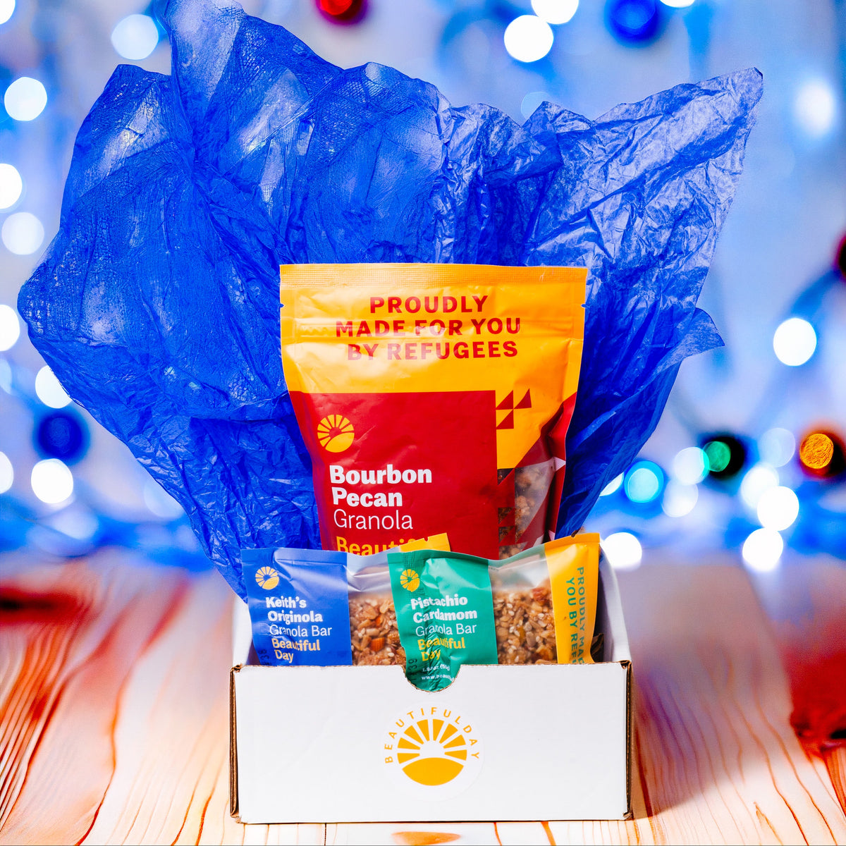 Gift Box - Holiday Granola & Bars (Bourbon Pecan or Holly Jolly Ginger with 2 Bars (Keith's Originola Granola & Pistachio Cardamom)