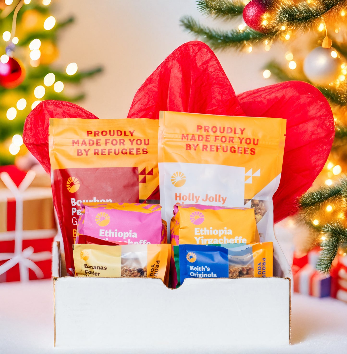 Gift Box - Beautiful Day Super Special (Bourbon Pecan & Holly Jolly Ginger, 6 Bars & Ethiopian Light & Dark Coffee)